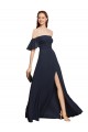 Purchase Off the Shoulder Floaty Sleeves Chiffon Prom Dress with High Slit UK