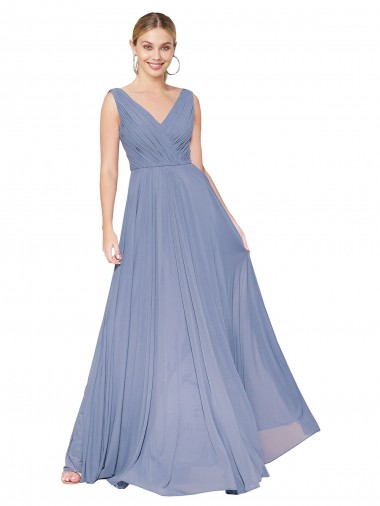 Purchase Floor Length High Neck V-Back Chiffon Prom Dress UK