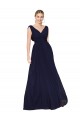 Purchase Draped Long V-Neck Floor Length Chiffon Prom Dress UK