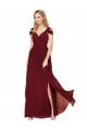 Purchase Off the Shoulder Long Chiffon Prom Dress with Side Slit UK