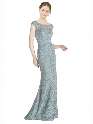 Purchase Off the Shoulder Mermaid Lace Prom Dress with Cap Sleeves UK