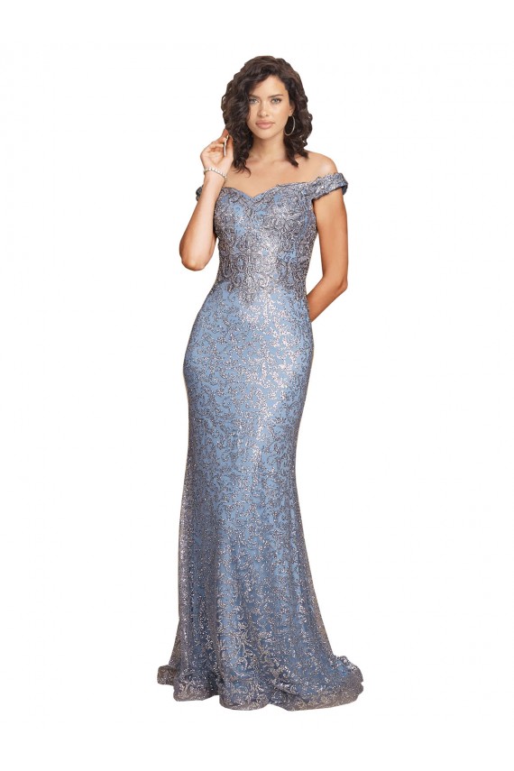 Purchase Off the Shoulder Sweetheart Neckline Sequin Prom Dress with Thigh High Slit UK