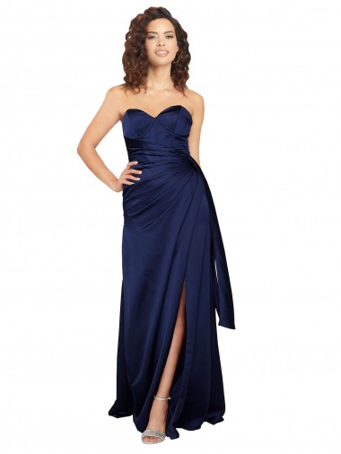 Purchase Floor Length Wrap Skirt Silky Satin Prom Dress UK