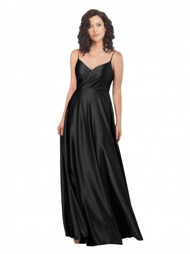 Purchase Full Length V-Neckline Silky Satin Prom Dress with Full Skirt UK