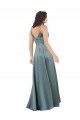 Purchase Silky Satin Floor-Length Long Prom Dress with V-Neckline UK