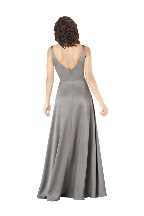 Purchase Plunging V-Neckline Long A-Line Silky Satin Prom Dress UK