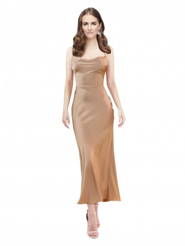 Purchase Cowl Neck Silky Satin Midi Length Cocktail Prom Dress / Homecoming Dress Low Back UK