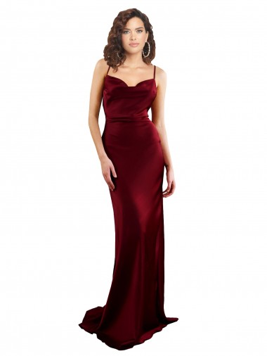 Purchase Cowl Neck Long Criss Cross Open Back Silky Satin Prom Dress UK