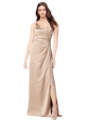 Purchase Silky Satin Prom Dress with Draped Surplice Bodice UK