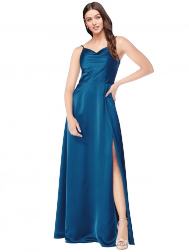 Purchase Cowl Neck Salky Satin Prom Dress UK