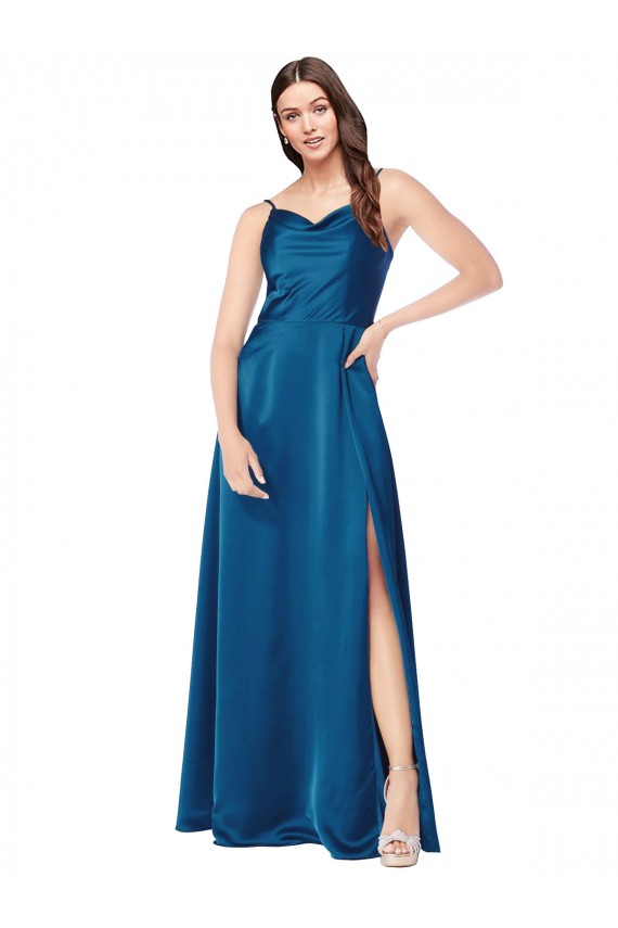 Purchase Cowl Neck Salky Satin Prom Dress UK