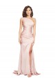 Purchase Full Length One Shoulder Long Silky Satin Prom Dress with High Split UK