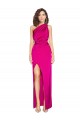 Purchase One Shoulder Long Full Length Silky Satin Prom Dress with Front Side Split UK