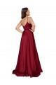 Purchase Deep V-Neck Sweetheart Long Silky Satin Prom Dress with Thigh High Slit UK