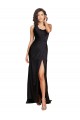 Purchase Full Length One Shoulder Ruffled Long Silky Satin Prom Dress with High Slit UK