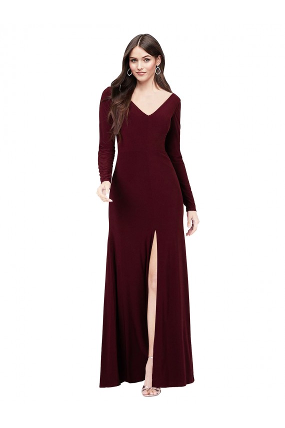 Purchase Long Sleeves Spandex Prom Dress with Front Slit UK