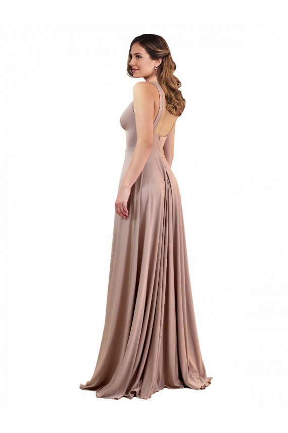 Purchase Long A-Line Plunge V-Neckline Spandex Prom Dress with Slit UK