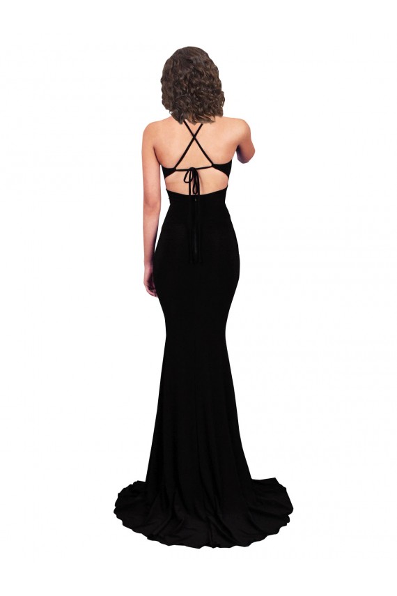 Purchase Fishtail Shaped V-Neck Open Back Spandex Prom Dress UK