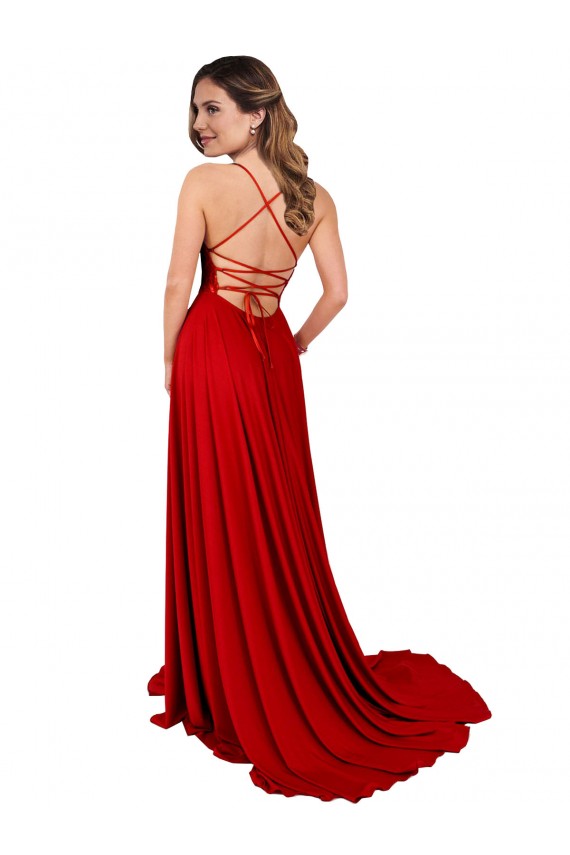 Purchase Lace Over Bodice Long Spandex Prom Dress with Slit UK