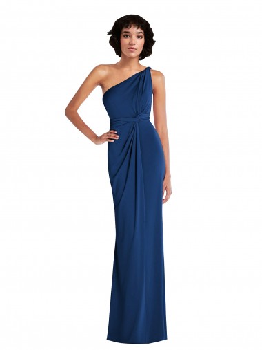 Purchase Grecian Inspired One Shoulder Twist Draped Maxi Spandex Prom Dress UK