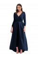 Purchase Long Sleeves Wrapped Spandex Prom Dress with High Low Full Skirt and Pockets UK
