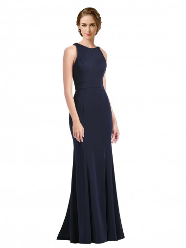 Purchase High Neck Sheath Long Crepe Prom Dress UK