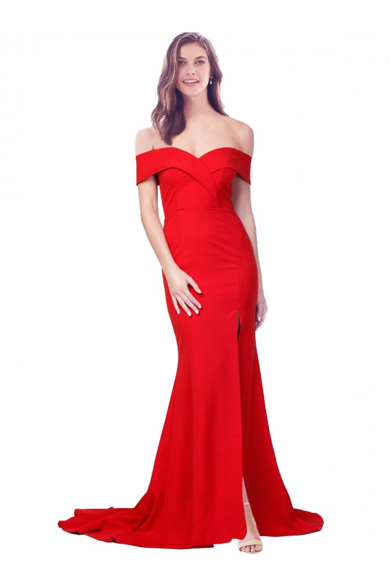 Purchase Criss Cross Full Length Long Crepe Prom Dress with Side Split UK