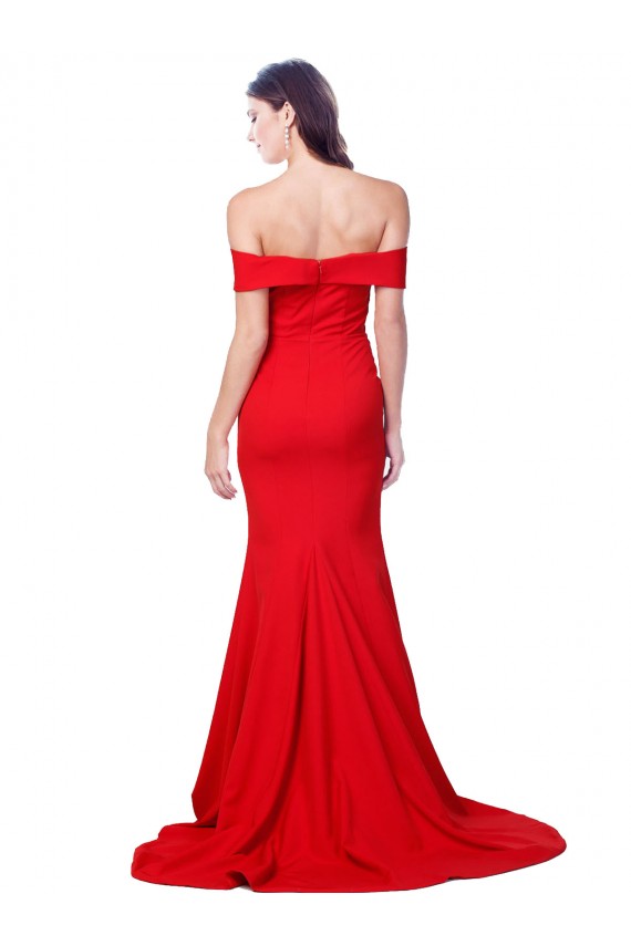 Purchase Criss Cross Full Length Long Crepe Prom Dress with Side Split UK