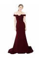 Purchase Full Length Off the Shoulder Formal Crepe Prom Dress with Lace On Bodice and Back UK