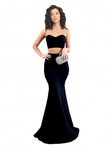 Purchase Two Piece High Neck Crepe Prom Dress UK