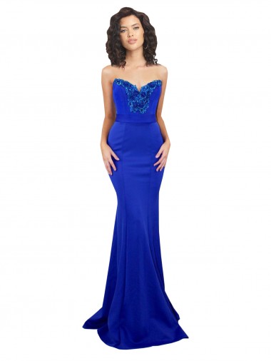 Purchase Sweetheart Flower Neckline High Neck Crepe Prom Dress UK