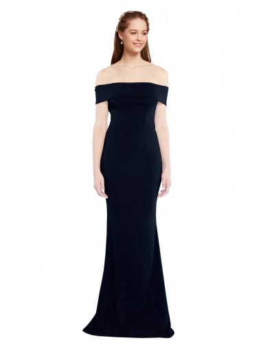 Purchase Off the Shoulder Fitted Crepe Prom Dress with Back Cut Out UK