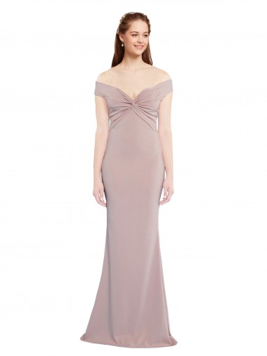 Purchase Knotted Off the Shoulder Crepe Prom Dress with Cut-Out Back UK