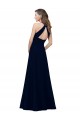 Purchase High Neck Crepe Prom Dress with Pleats and Keyhole Back UK