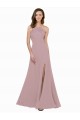 Purchase High Neck Crepe Prom Dress with Pleats and Keyhole Back UK