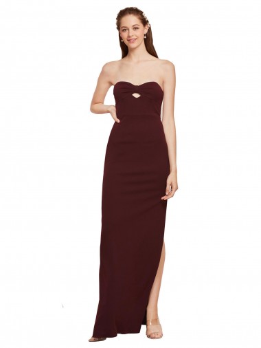 Purchase Twisted Strapless Keyhole Long Crepe Prom Dress with Slit UK