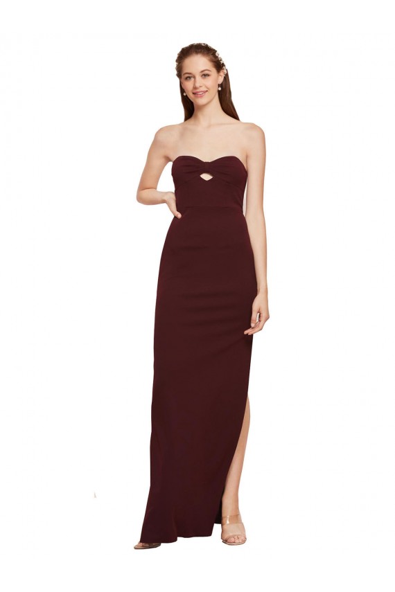 Purchase Twisted Strapless Keyhole Long Crepe Prom Dress with Slit UK