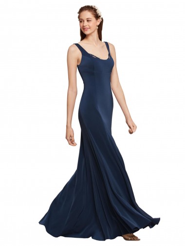 Purchase Fit and Flare Long Crepe Prom Dress with Round Neck UK