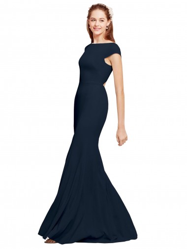 Purchase Fit and Flare Long Crepe Prom Dress with Tie Open Back UK