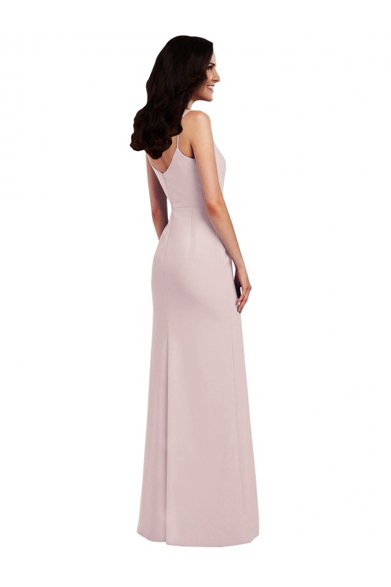 Purchase Spaghetti Strap V Back Crepe Prom Dress with Front Slit UK