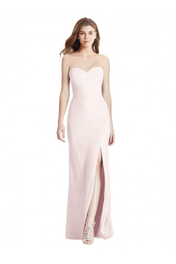 Purchase Strapless Crepe Trumpet Prom Dress with Front Slit UK