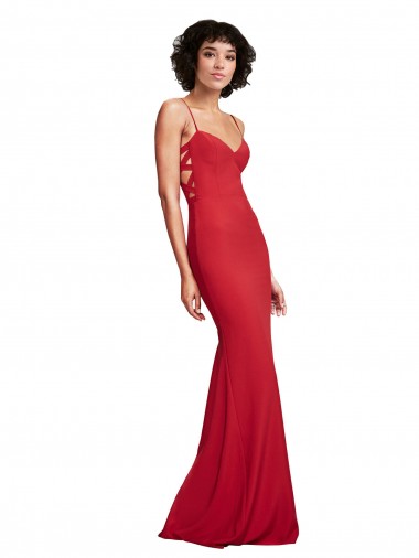 Purchase Spaghetti Strap Slip Neckline Crepe Prom Dress UK