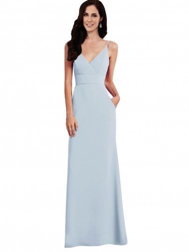 Purchase V Back Spaghetti Strap Maxi Prom Dress with Pockets UK