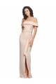 Purchase Off the Shoulder Long Crepe Prom Dress with Waist Tie and Slit UK