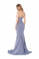 Purchase Long Strapless Sweetheart Sweep Train Crepe Prom Dress with Low Back UK