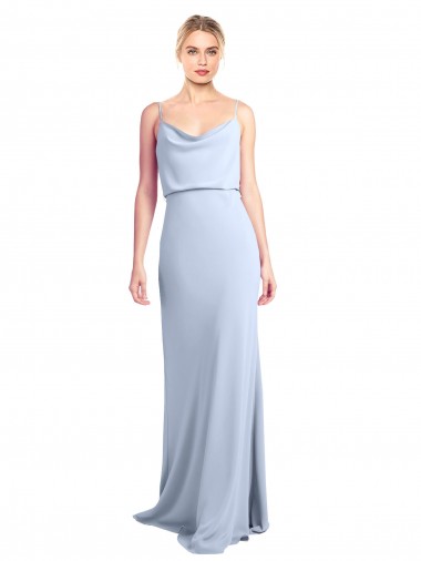 Purchase Feminine Cowl Neck Slim Floor Length Stretch Crepe Prom Dress UK