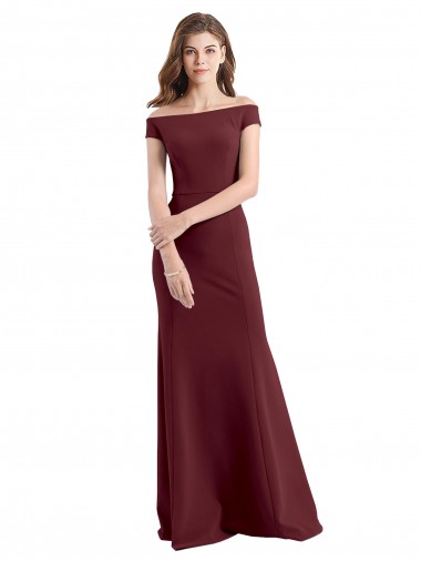 Purchase Off the Shoulder Fit and Flare Stretch Crepe Prom Dress UK