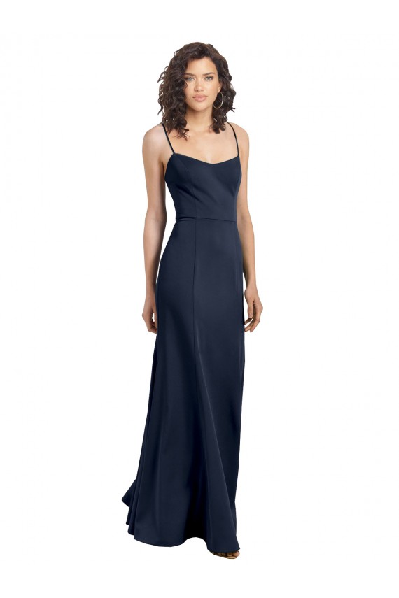 Purchase Fit and Flare Scoop Neck Long Sleeveless Stretch Crepe Prom Dress UK