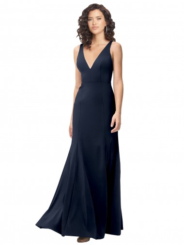 Purchase Classic V-Neck Long Stretch Crepe Prom Dress with V-Back UK