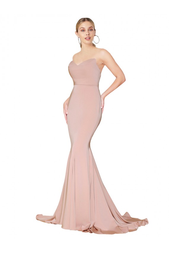 Purchase Sweep Train Sweetheart Long Mermaid Crepe Prom Dress Low Back UK